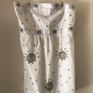 White embellished strapless top